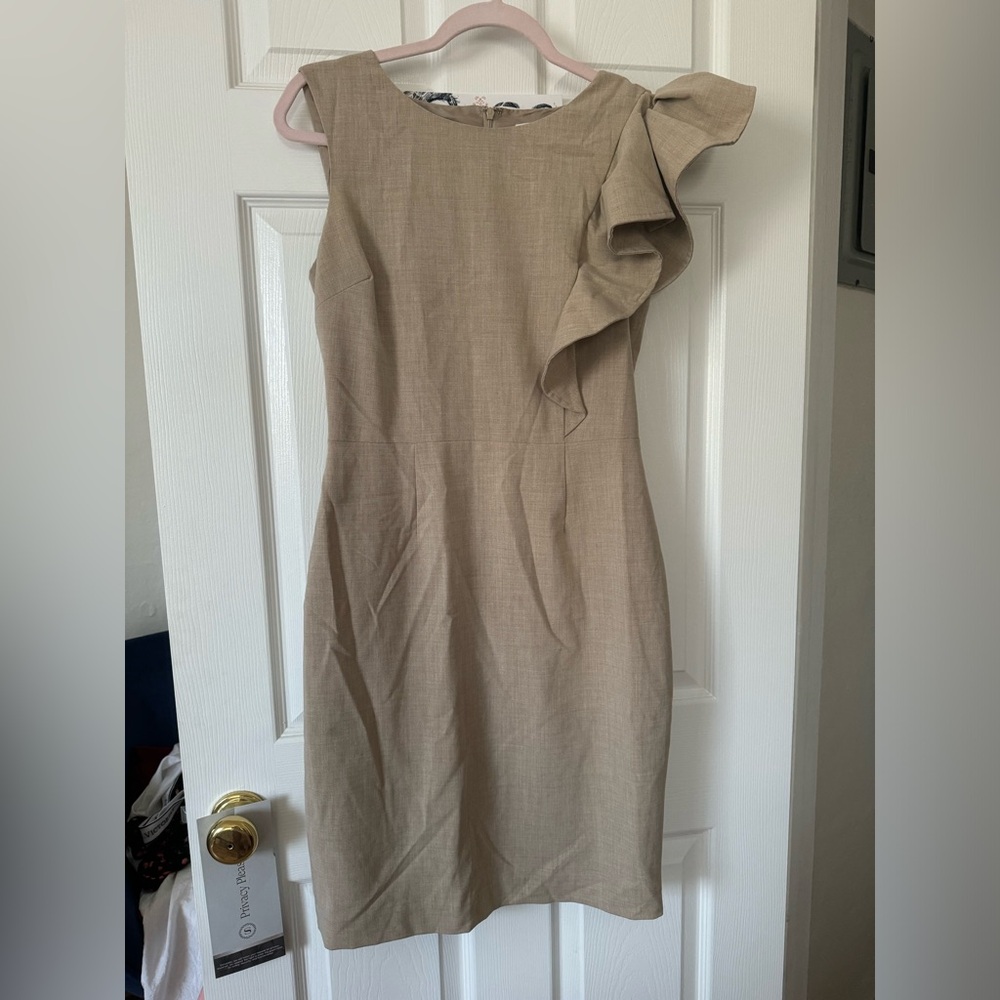 Calvin Klein A line Sleeveless Dress 4 Beige